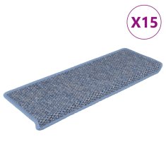 Vidaxl Samolepící nášlapy na schody vzhled sisal 15 ks 65x21x4cm modré