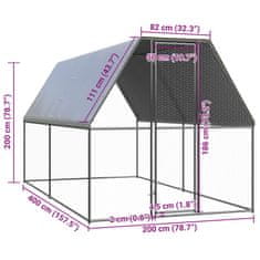 Vidaxl Venkovní klec pro kuřata 2x4x2 m pozinkovaná ocel