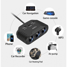 4Car Roztrojka s kabelem + usb-c- 3,1A 120W