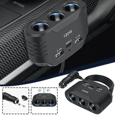 4Car Roztrojka s kabelem + usb-c- 3,1A 120W