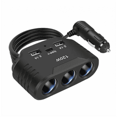 4Car Roztrojka s kabelem + usb-c- 3,1A 120W