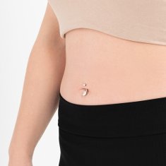 Troli Ocelový piercing do pupíku s čirým krystalem