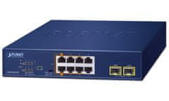 Planet PoE switch 8x1Gb + 2xSFP 1Gb, PoE 180W, 2x 802.3bt + 4x 802.3at