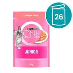 Purina ONE JUNIOR losos ve šťávě 26×85 g