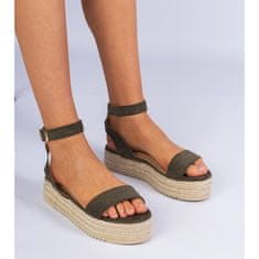 Zelené sandály espadrille na platformě velikost 36