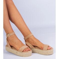 Béžové sandály espadrille na platformě velikost 36