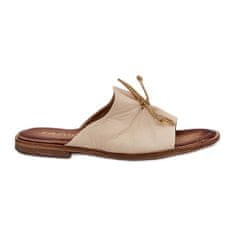 Zazoo 2659 Kožené dámské žabky Beige Flip Flops velikost 38