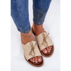 Zazoo 2659 Kožené dámské žabky Beige Flip Flops velikost 38