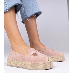 Růžové espadrilky na hrubé podrážce velikost 41