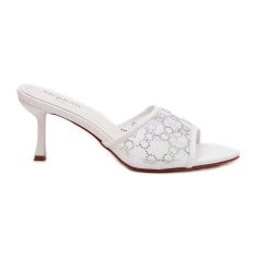 Zdobené žabky Stiletto White velikost 38