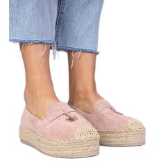 Růžové espadrilky na hrubé podrážce velikost 40