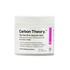 Carbon Theory Čisticí pleťové tamponky Tea Tree Oil & Glycolic Acid Breakout Control (Cleansing Pads) 60 ks