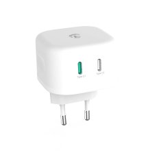 Nedis WCGPD45W100WT 45 W GaN rychlý USB nabíjecí adaptér 2.25 A / 3 A / 2x USB-C / bílá