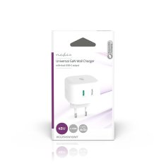 Nedis WCGPD45W100WT 45 W GaN rychlý USB nabíjecí adaptér 2.25 A / 3 A / 2x USB-C / bílá