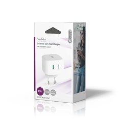 Nedis WCGPD45W100WT 45 W GaN rychlý USB nabíjecí adaptér 2.25 A / 3 A / 2x USB-C / bílá