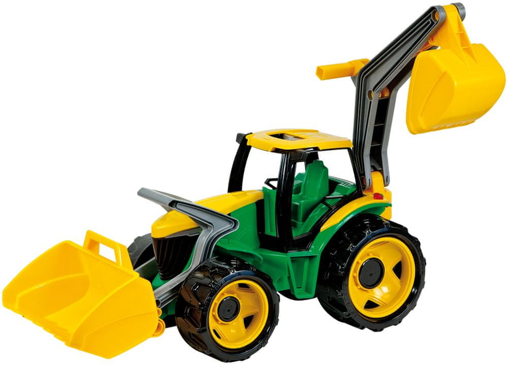 LENA Traktor se lžící a bagrem, zeleno žlutý - zánovní