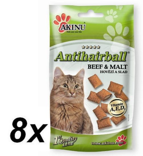 Akinu ANTI-HAIRBALL pro kočky 8 x 50g