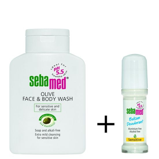 Sebamed Mycí emulze na obličej a tělo s olivovým olejem 200 ml + Roll-on Balzám Sensitive 50 ml