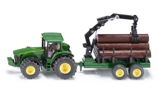 SIKU Farmer - Traktor John Deere s lesním přívěsem 1:50