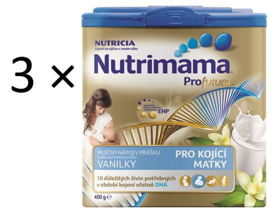 Nutrilon Nutrimama mléčný nápoj v prášku, vanilka - 3×400 g