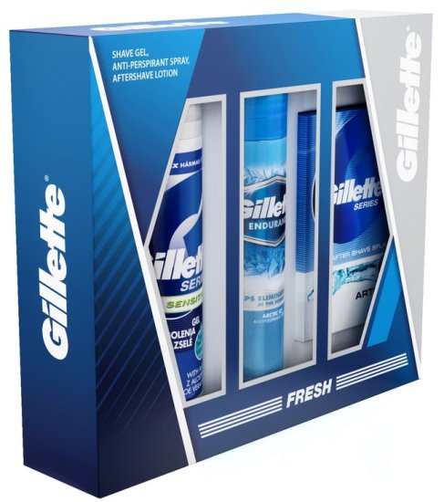 Gillette Kazeta Antiperspirant, balzám po holení, gel na holení