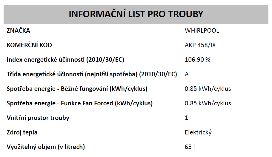 Whirlpool vestavná trouba AKP 458 IX + záruka 5 let na motor ventilátoru