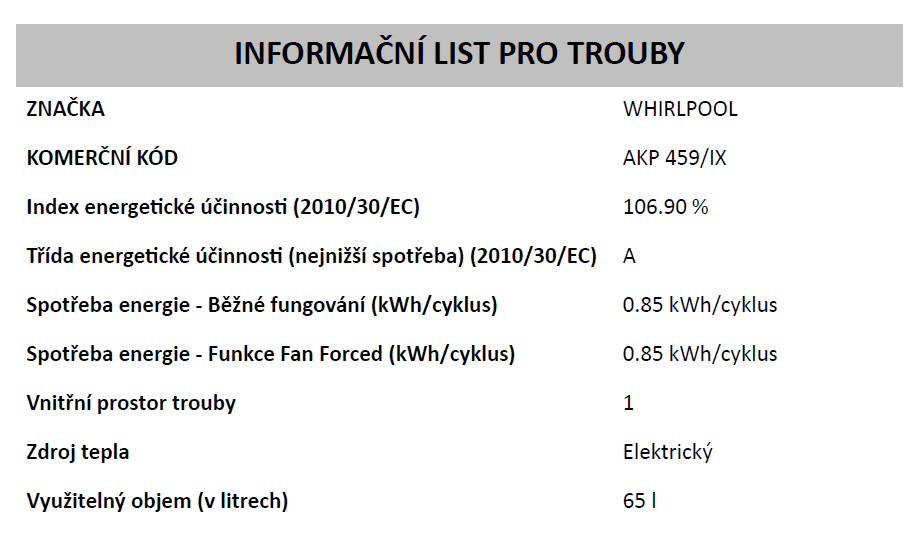 Whirlpool vestavná trouba AKP 459 IX + záruka 5 let na motor ventilátoru