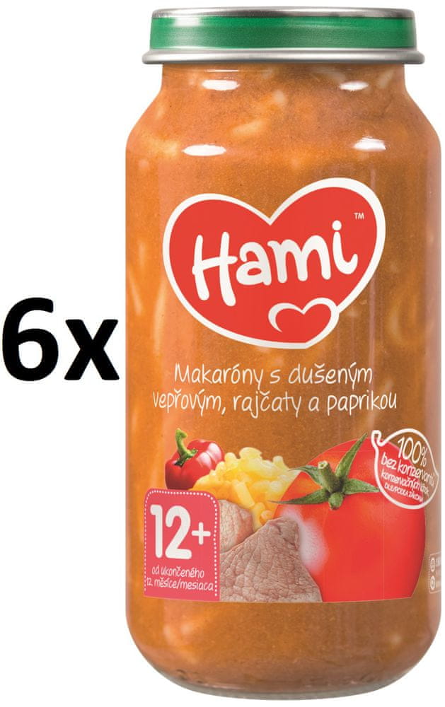 Hami Makaróny s dušeným vepřovým, rajčaty a paprikou - 6 x 250g