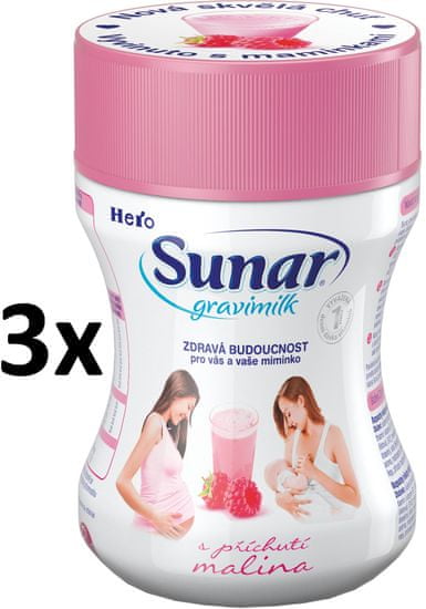 Sunar Gravimilk s přichutí maliny 3x300g