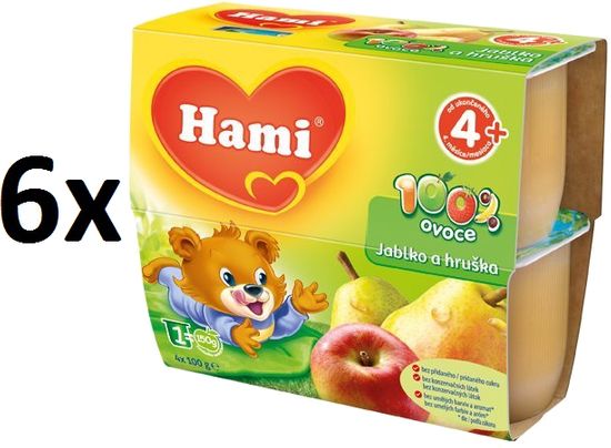 Hami 100% Ovoce jablko, hruška - 6 x (4x100g)