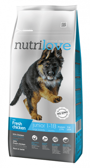 Nutrilove Dog Junior Large Fresh Chicken 12kg