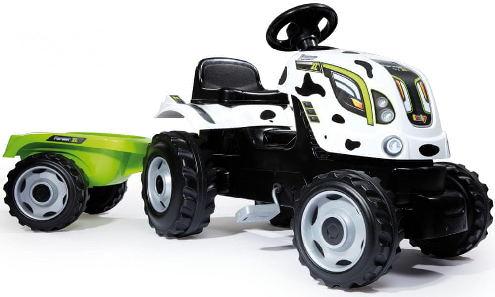 Smoby Šlapací traktor Cow Farmer XL s vozíkem