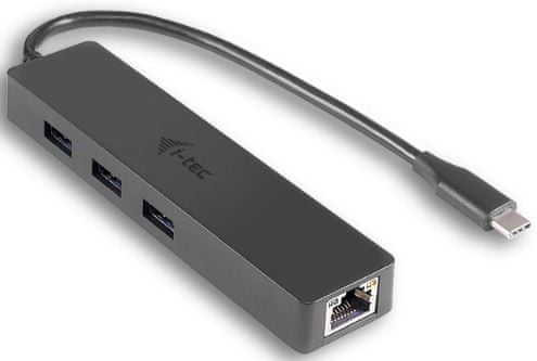 I-TEC Rozbočovač Slim (USB-C, 3x port + RJ45 port), černá