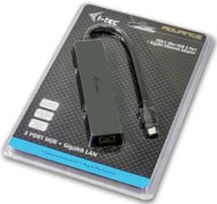 I-TEC Rozbočovač Slim (USB-C, 3x port + RJ45 port), černá