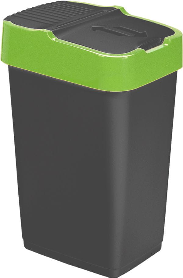 Heidrun Odpadkový koš 60 l, černý se zeleným pruhem - použité