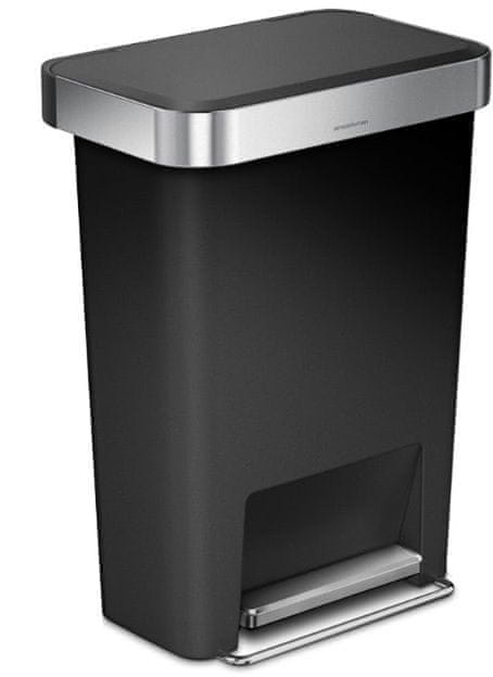 Simplehuman Pedálový odpadkový koš 45 l, obdélníkový, černá/stříbrná