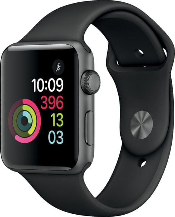 Apple Watch Series 2, 42mm Space Grey Aluminium Case with Black