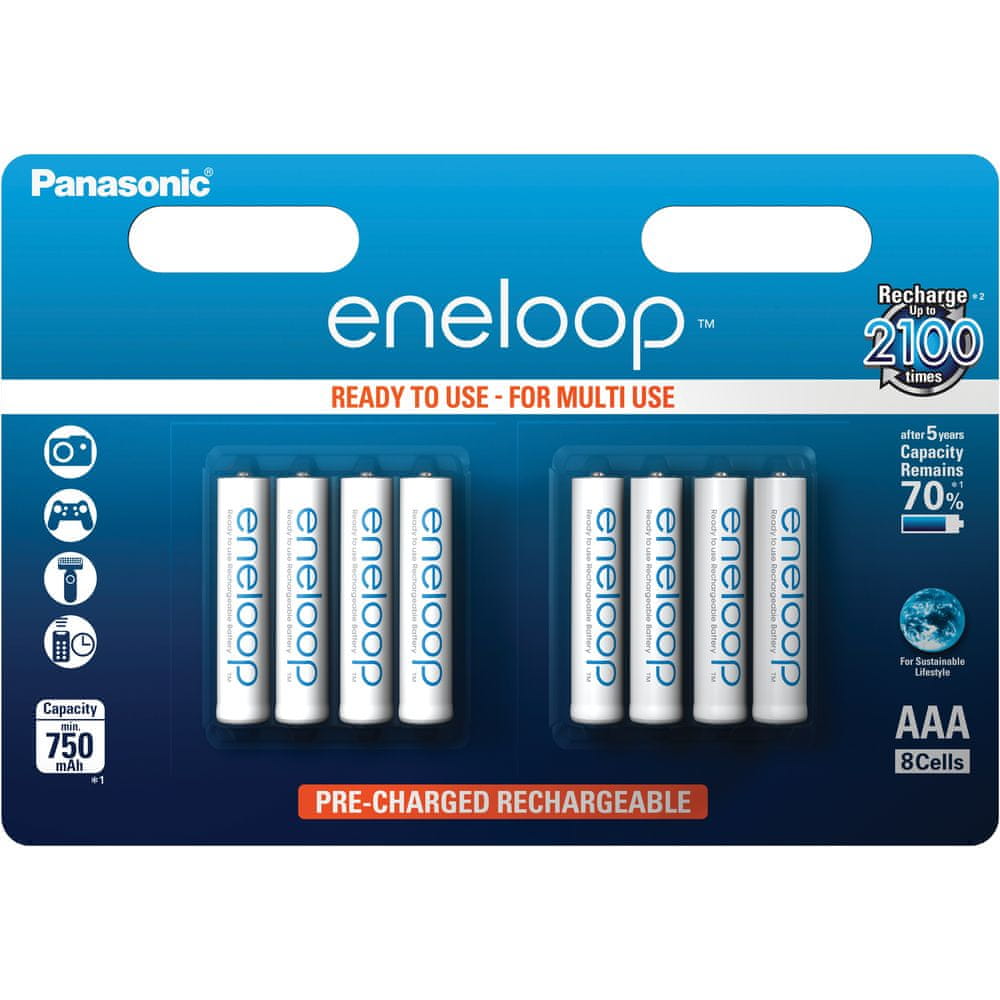 Panasonic AAA 8ks 750 mAh ENELOOP (4MCCE/8BE)