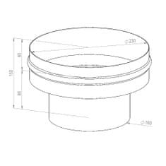 Almeva Komínová přechodová redukce, DN200/160, nerezová