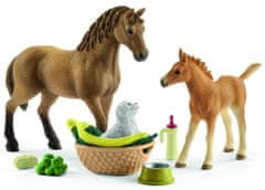 Schleich 42432 Set hříbě a Quarter kůň se štěňátkem a doplňky