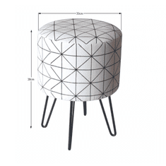 KONDELA Taburetka Lana - bílá/černý potisk/černý