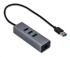 I-TEC USB 3.0 Metal 3 port HUB Gigabit Ethernet 1x USB 3.0 na RJ-45 3x USB 3.0 U3METALG3HUB