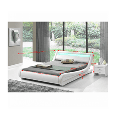 KONDELA Čalouněná manželská postel s roštem a osvětlením Filida 180 - bílá