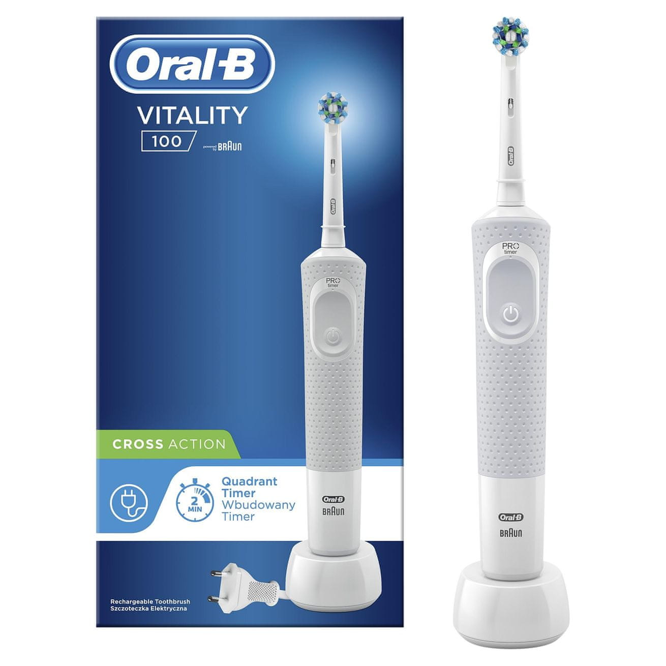 Oral-B Vitality 100 CrossAction white nabíjací stojan