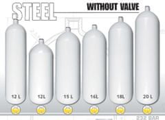 EUROCYLINDER Lahev ocelová 12 L průměr 171 mm (dlouhá) 230 Bar