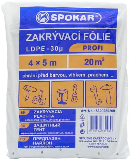 SPOKAR Zakrývací fólie 4×5 m, LDPE 30MY