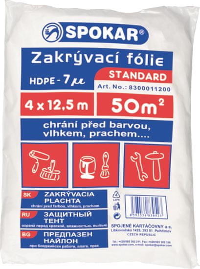 SPOKAR Zakrývací fólie 4×12,5 m, HDPE 7 MY