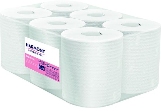 Harmony Ručník v roli Professional 2-vrstvý 20cm/125m/ 6 ks MAXI celulóza, s vytrhávací dutinkou