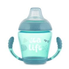 Canpol babies nevylévací hrníček se silikonovým pítkem 230 ml sea life šedý