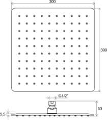 Ravak 982.00 Hlavová sprcha Chrome čtvercová, 300 mm
